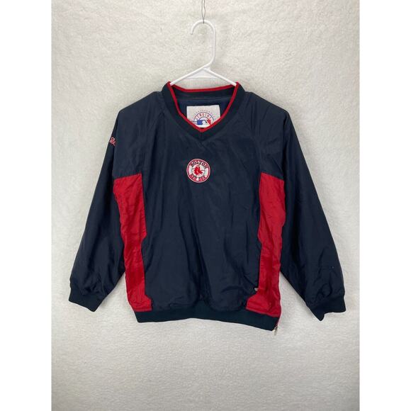 MLB Boston Red Sox Windbreaker Boys Size M 12/14 Navy Pullover Jacket Baseball - Picture 2 of 8